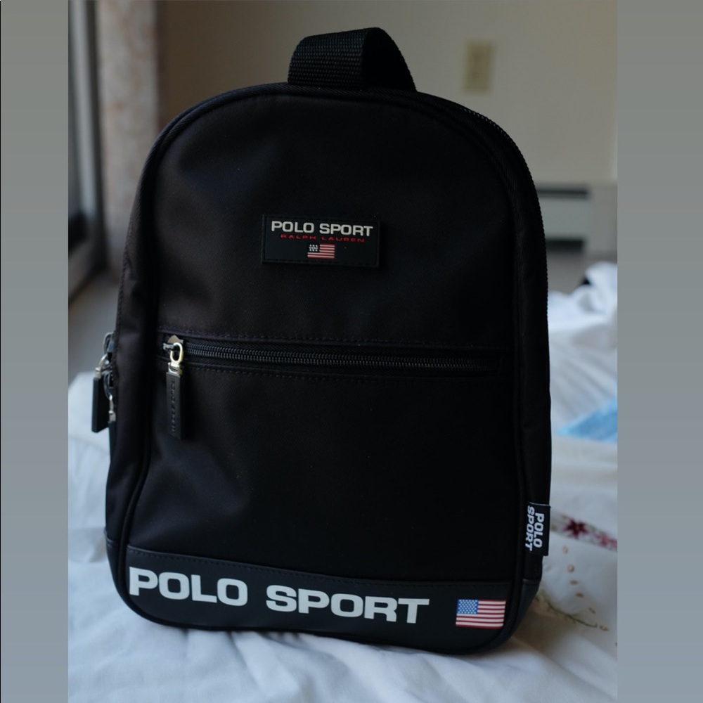 NWOT Vintage 90s Ralph Lauren Polo Sport Black Mini Slingback Backpack